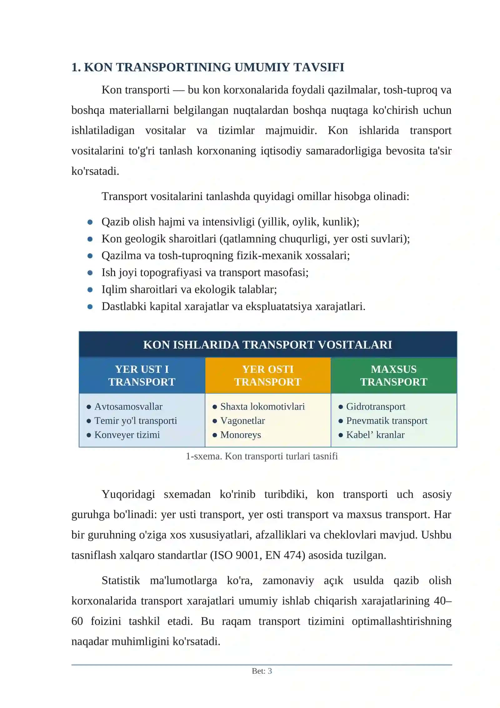 KON ISHLARINI OLIB BORISHDA TRANSPORT VOSITALARI TURLARI 3
