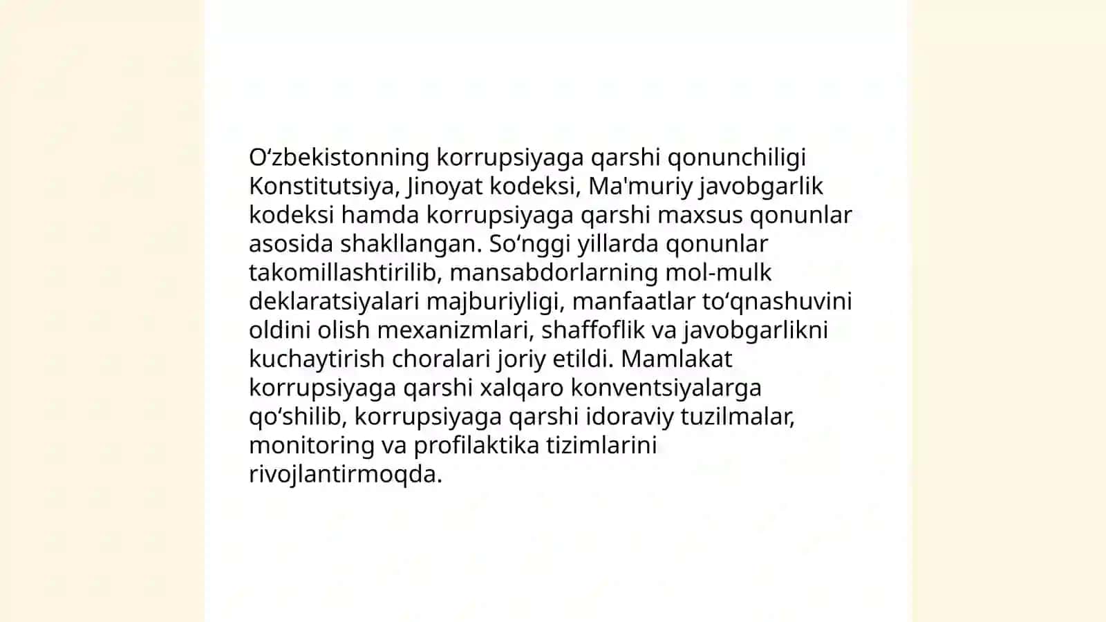 Oʻzbekistonning karrupsiyaga qarshi kurashi 3