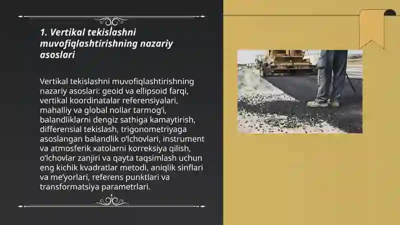 Yoʻllarni geometrik loyihalash fanidan tayyorlagan mustaqil ish 3