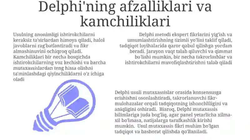 Delphi metodi va tadqiqotga joriy etish usullari 3
