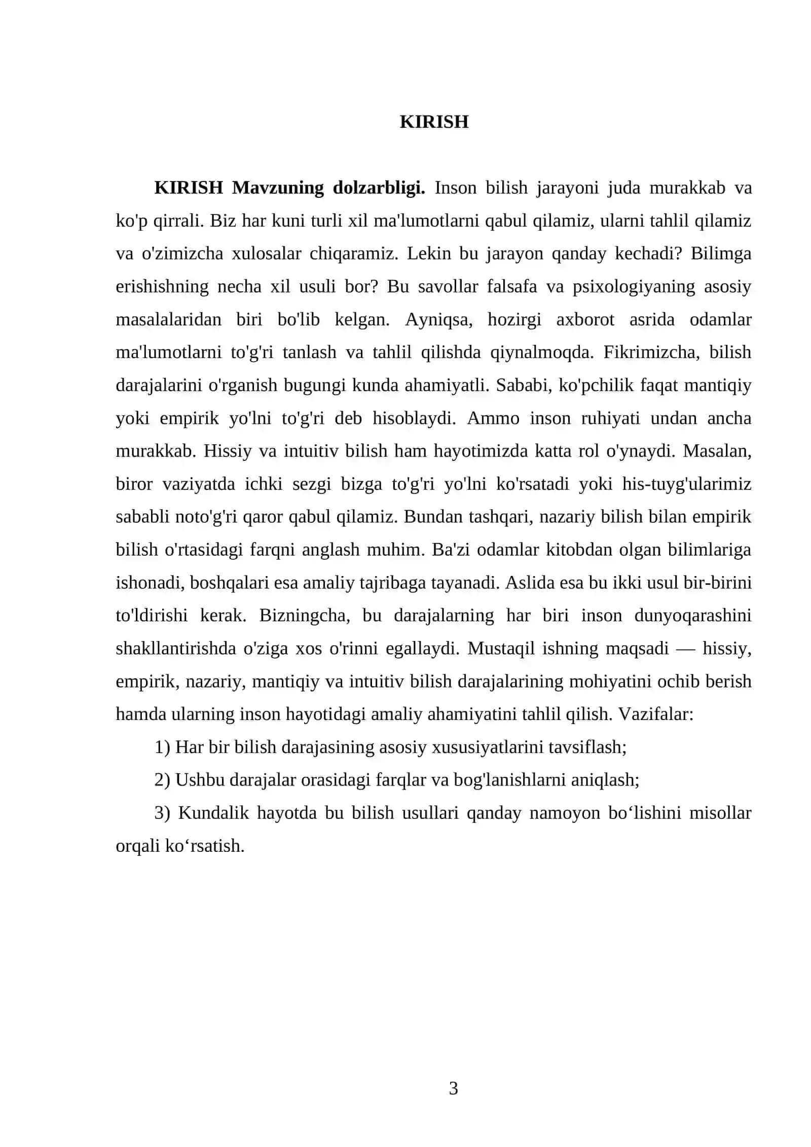 Hissiy, empirik, nazariy, mantiqiy va intuitiv bilish darajalari 3