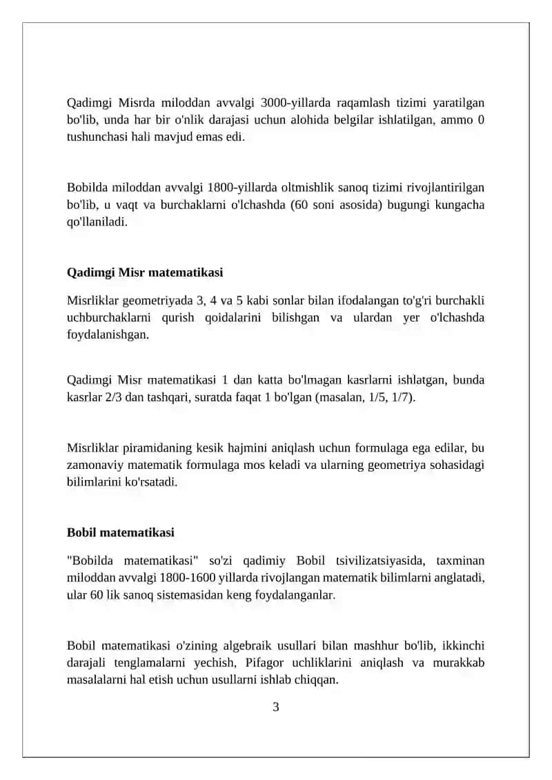 Matematikaning rivojlanish davrlari 3