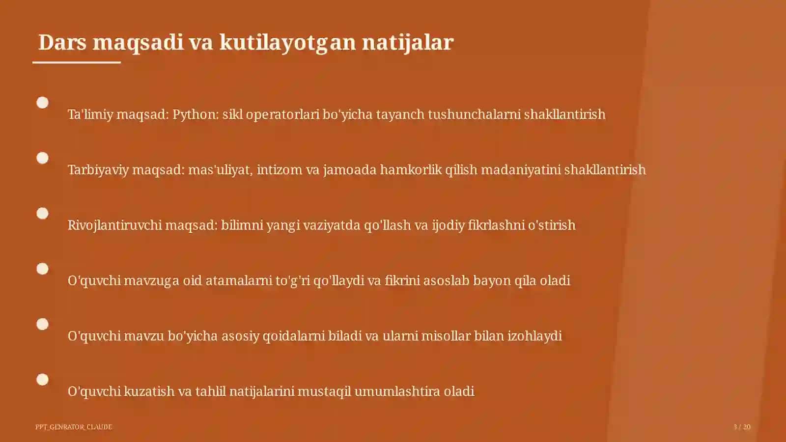 Python: sikl operatorlari (8-sinf) 3