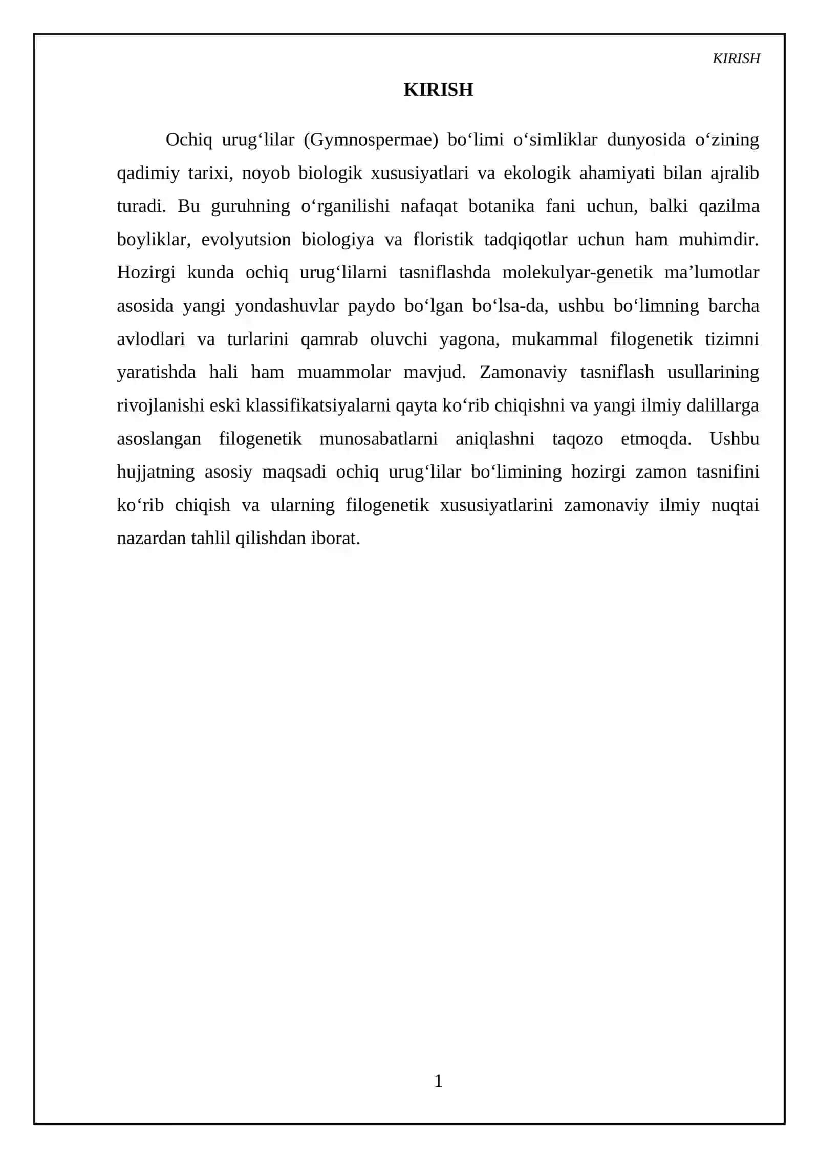 Ochiq urug’lilar (Gymnospermac) bo'limining zamonaviy tasnifi va filogenetik xususiyatlari 3
