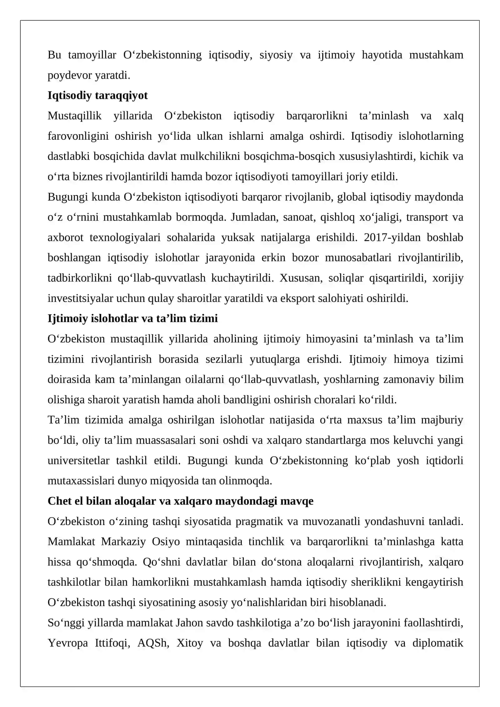 O‘ZBEKISTONNING O‘ZIGA XOS ISTIQLOL VA TARAQQIYOT YO‘LI 3
