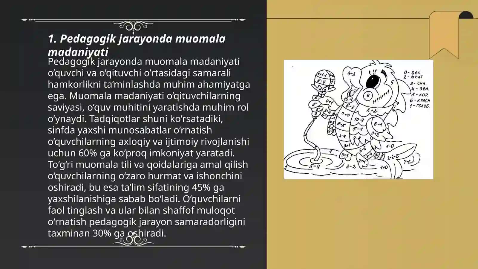 Pedagogik jarayonda muomala va òqituvchining ahamiyati haqida nima bilasiz? 3