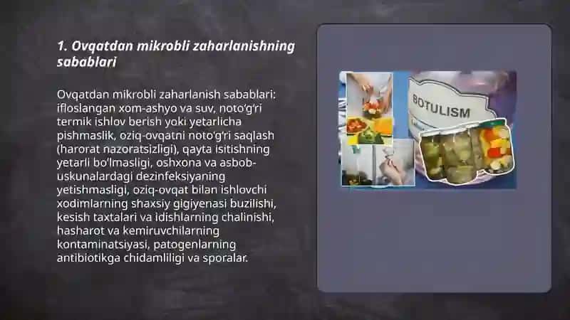 Ovqatdan mikrobli zaharlanish va ularni oldini olish choralari 3