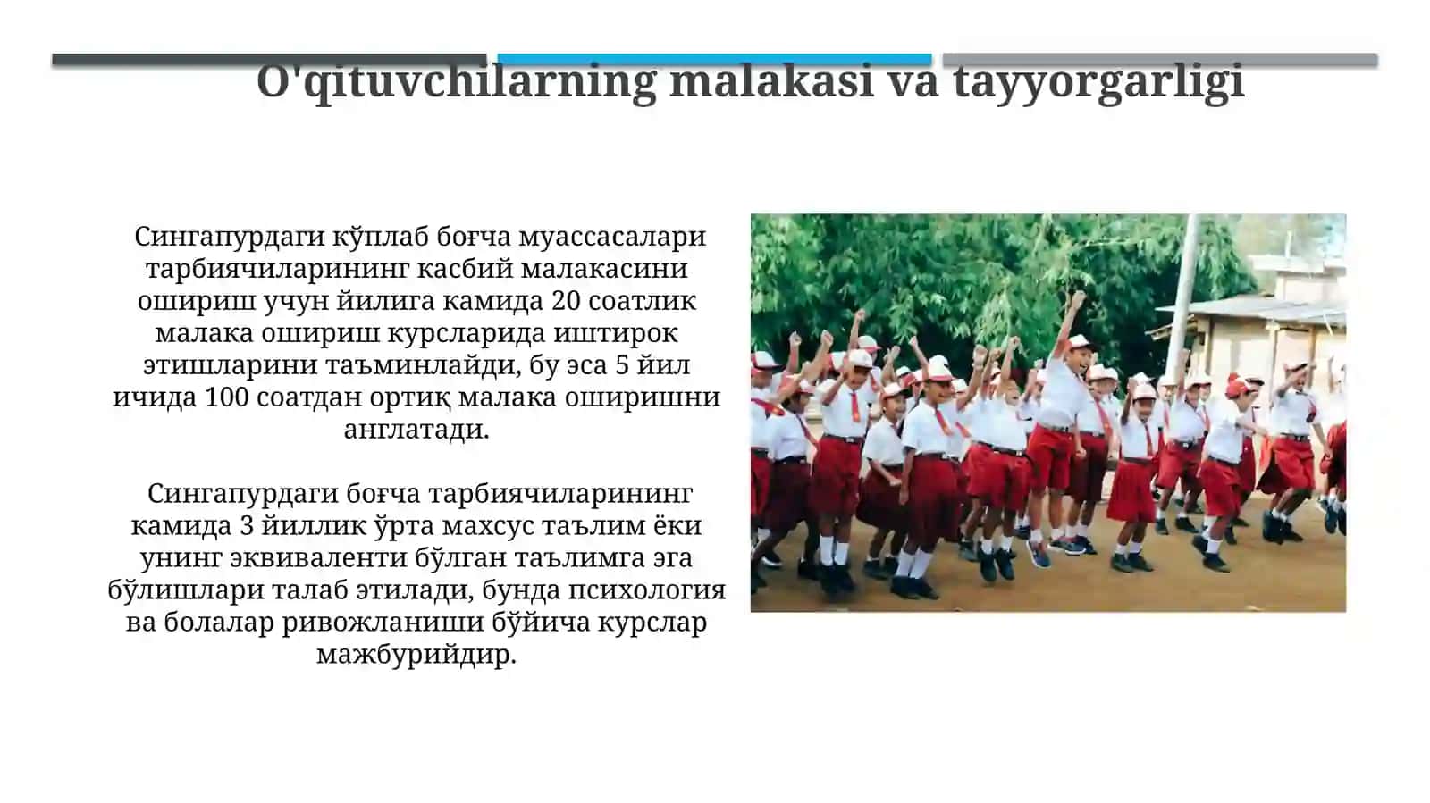 Singapur Maktabgacha Talim Tizimi 3