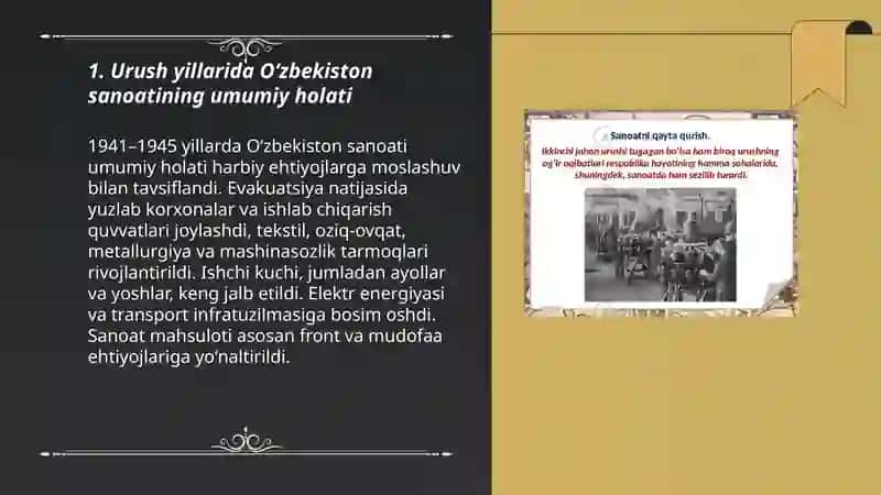 Urush yillarida Oʻzbekiston sanoati 3
