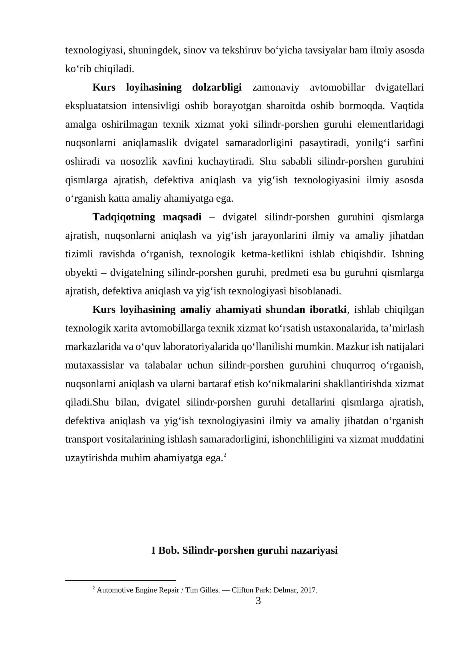 Divigatel silindr-porshen guruhi detallarni qismlariga ajratish nuqsonlarini aniqlash (defektiva) va yeg'ish texnalogik xaritasi 3