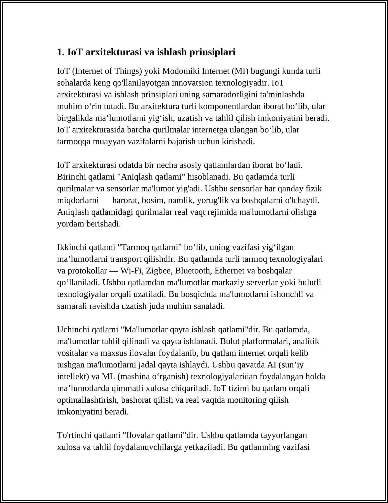 IOT TEXNALOGYALARI ISHLASH PRINSIPLARI VA OZBEKISTONDA QOLLANILISHI 3