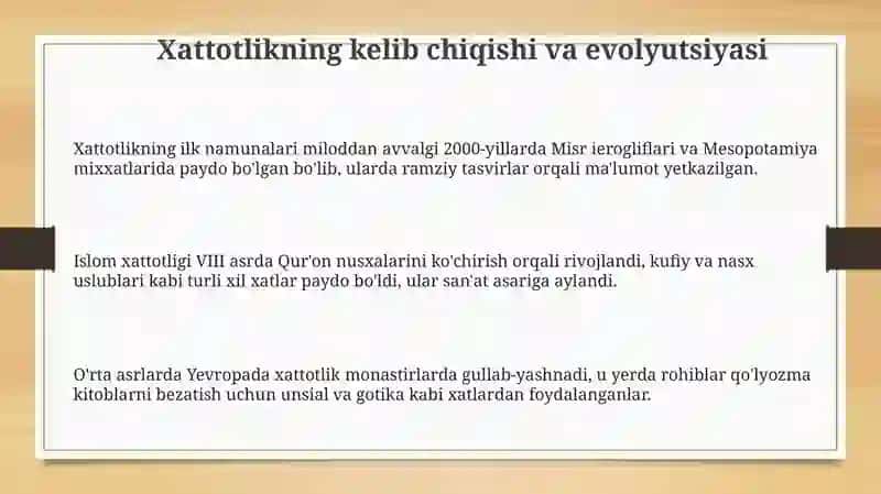 Xattotlikning ildizlari va rivojlanishi 3