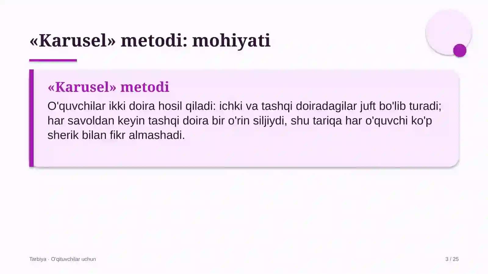 tarbiya darslarida karusel metodidan foydalanish 1483 3