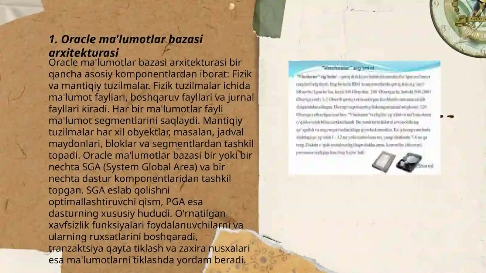 Oracle ma'lumotlar bazasini boshqarish tizimlarinig ushlash texnologiyasi 3