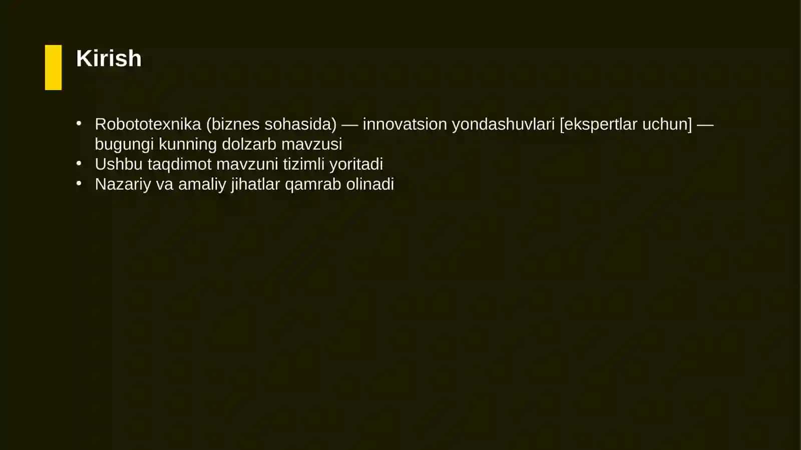 Robototexnika (biznes sohasida) — innovatsion yondashuvlari [ekspertlar uchun] 3