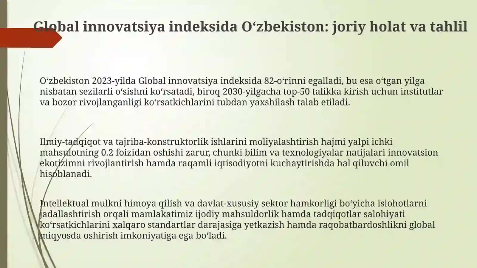Global innovatsiya indeksida O‘zbekiston,  joriy holat va tahlil 3