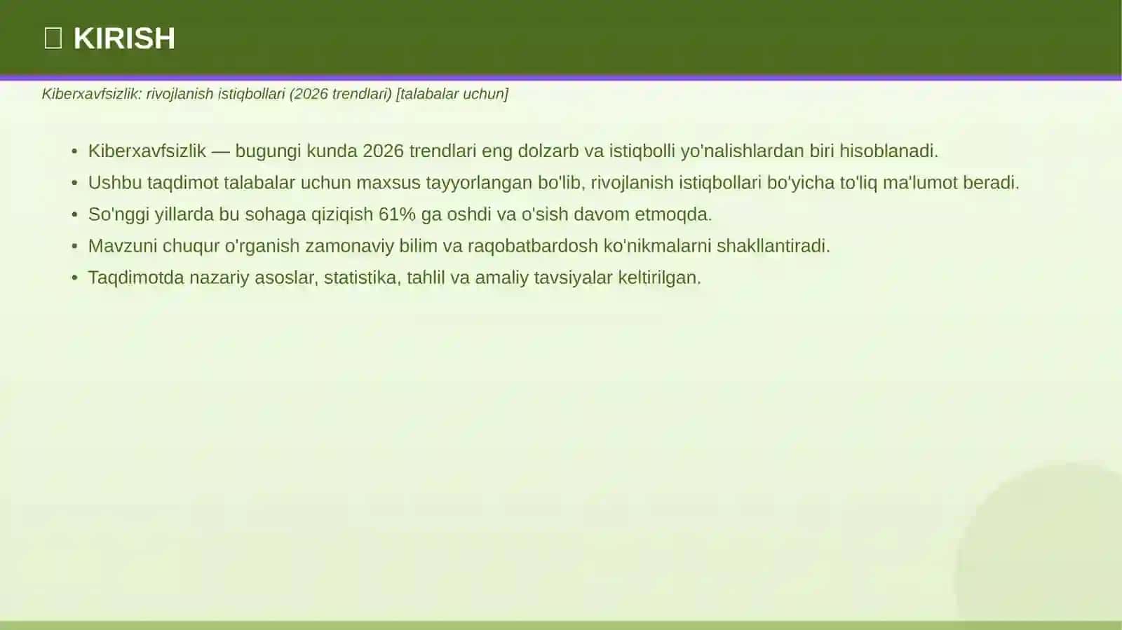 Kiberxavfsizlik: rivojlanish istiqbollari (2026 trendlari) [talabalar uchun] 3