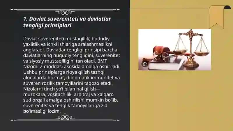 Tashqi aloqalar huquqi va nizolarni tinch yo'l bilan hal qilish 3