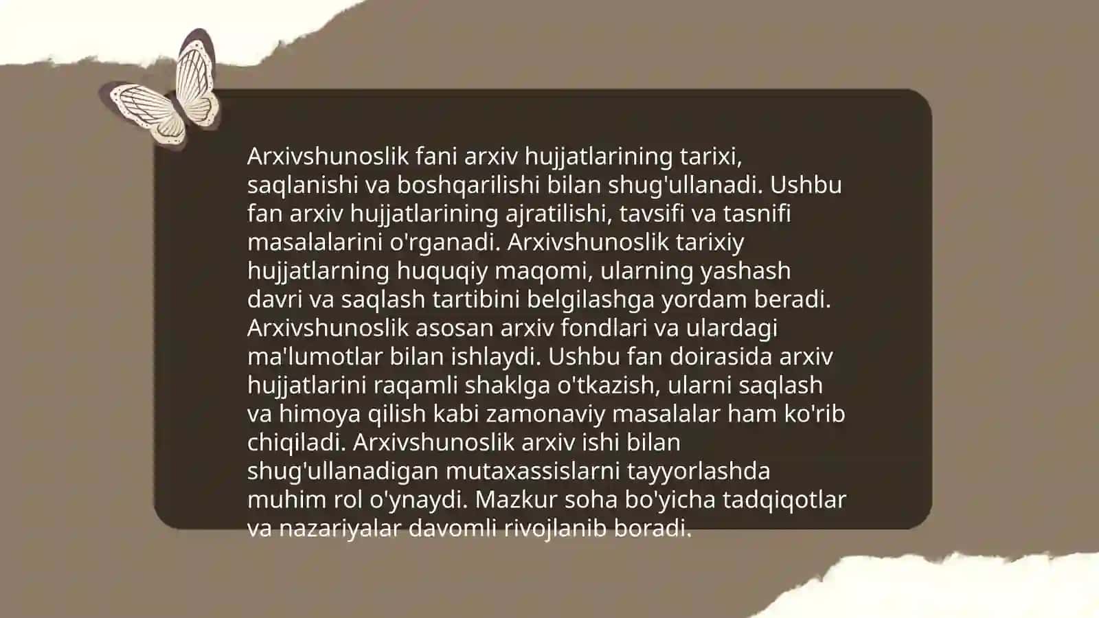 Arxivshunoslik fanining predmeti, maqsad va vazifalari 3