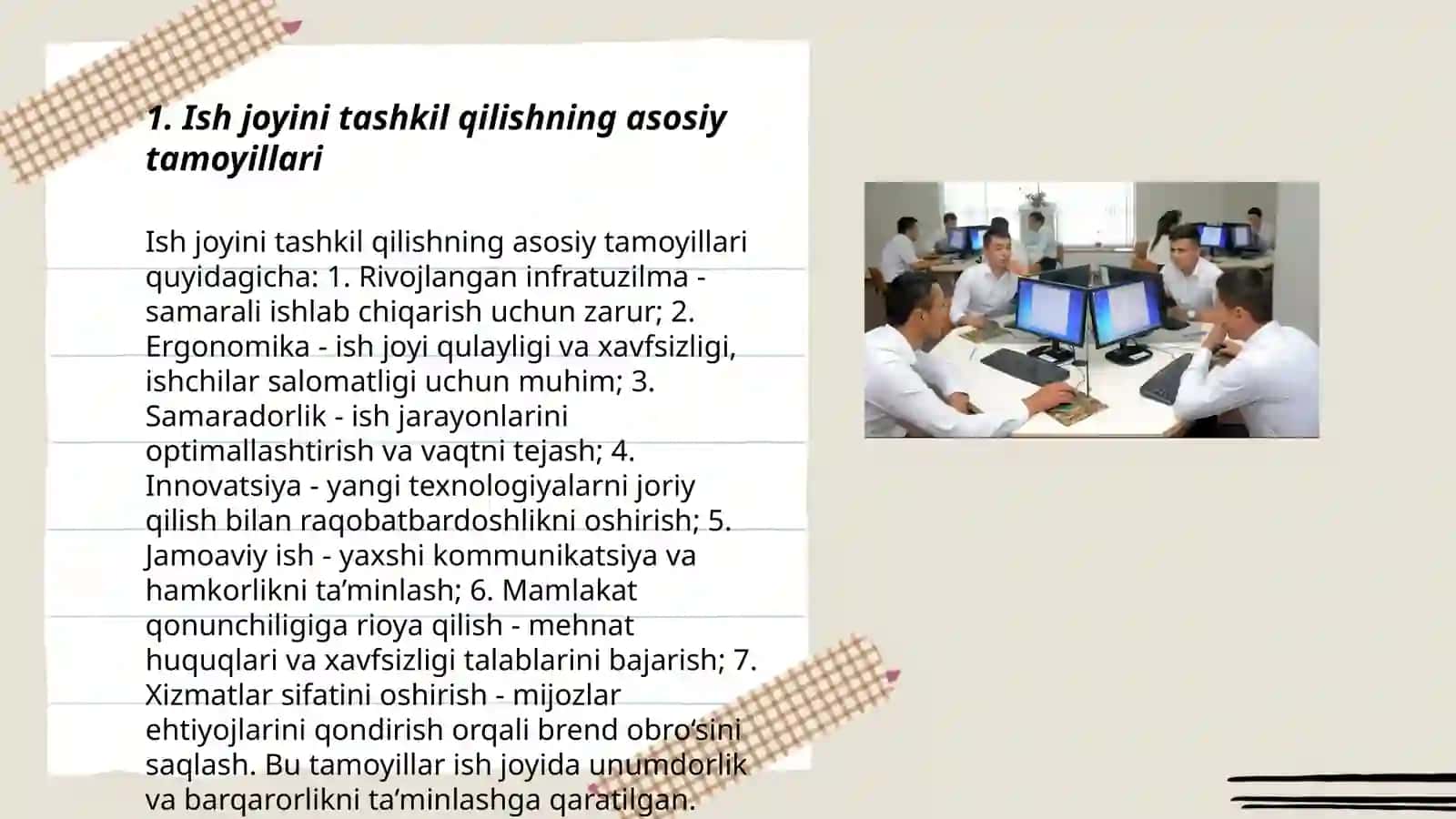 Ish jarayonini tashkil qilish va texnika xavfsizligi qoidalari 3