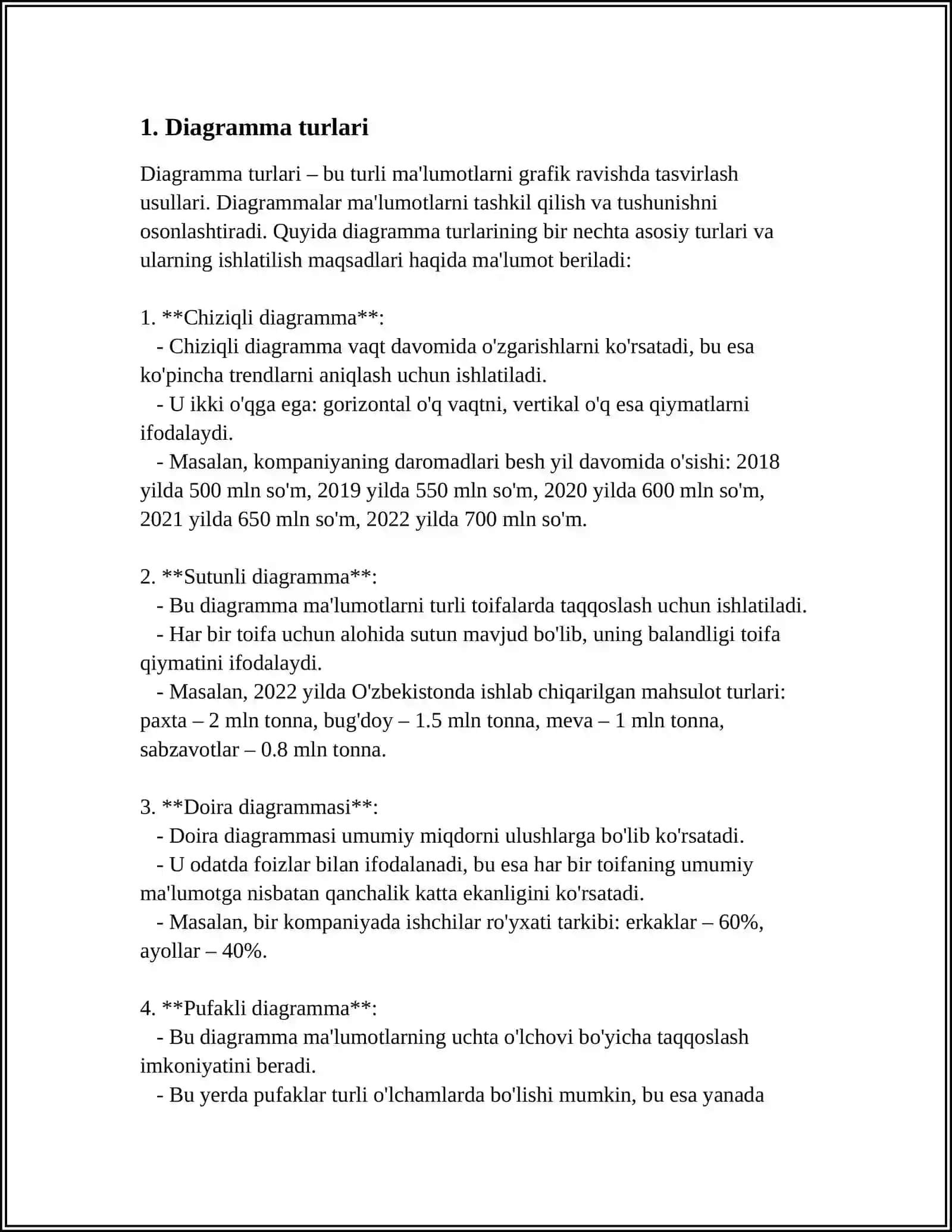 DIAGRAMMALAR USTIDA ISHLASH 3