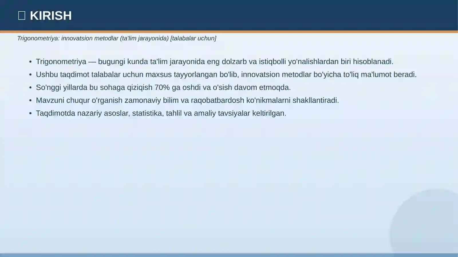 Trigonometriya: innovatsion metodlar (ta'lim jarayonida) 3