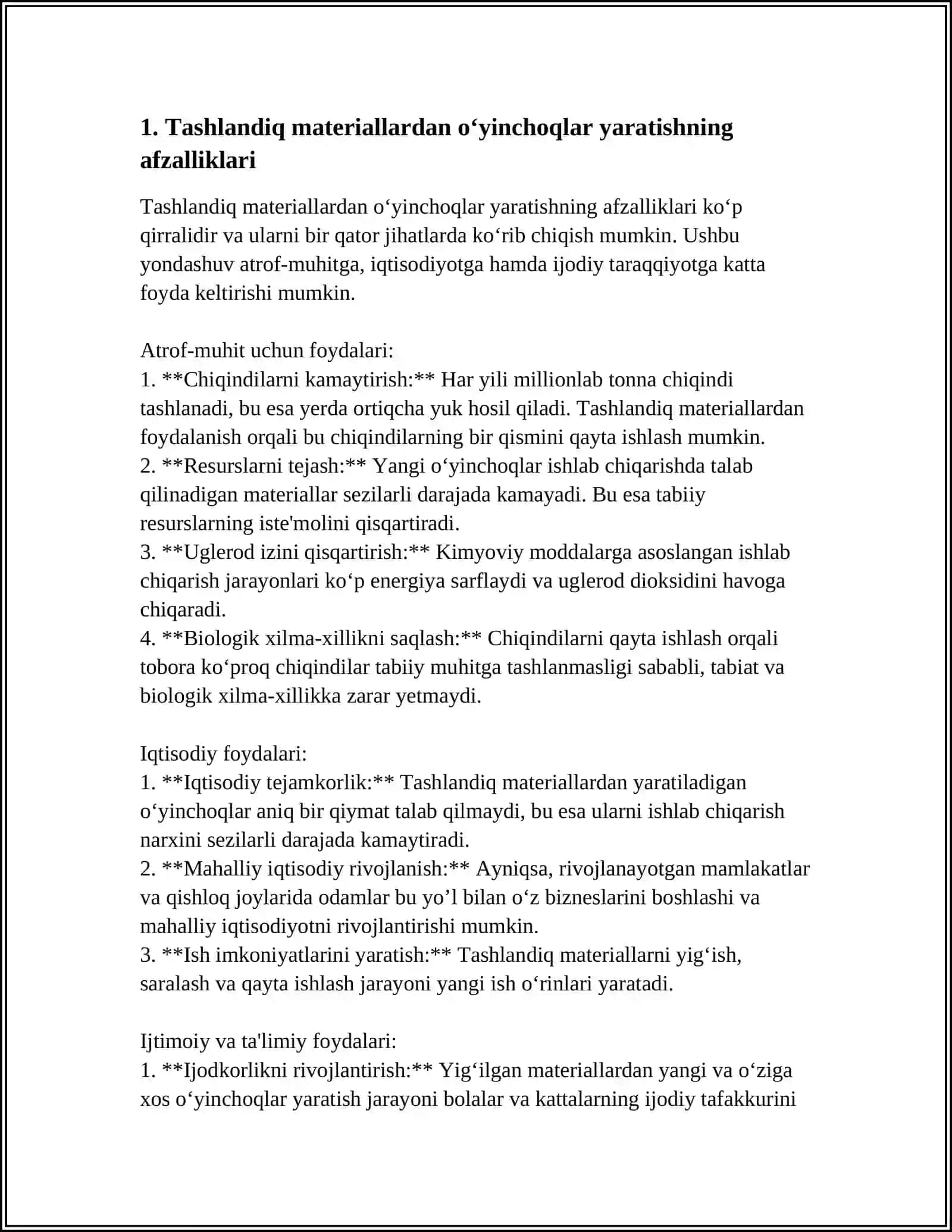 TASHLANDIQ MATERIALLARDAN OʻYINCHOQ YASASH 3