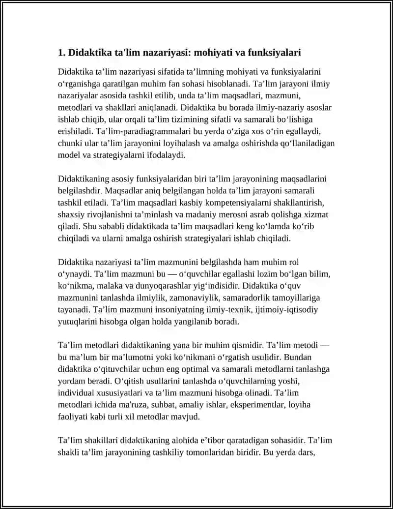 DIDAKTIKA TA'LIM NAZARIYASI SIFATIDA. TA'LIM PARADIAGRAMMALARI 3