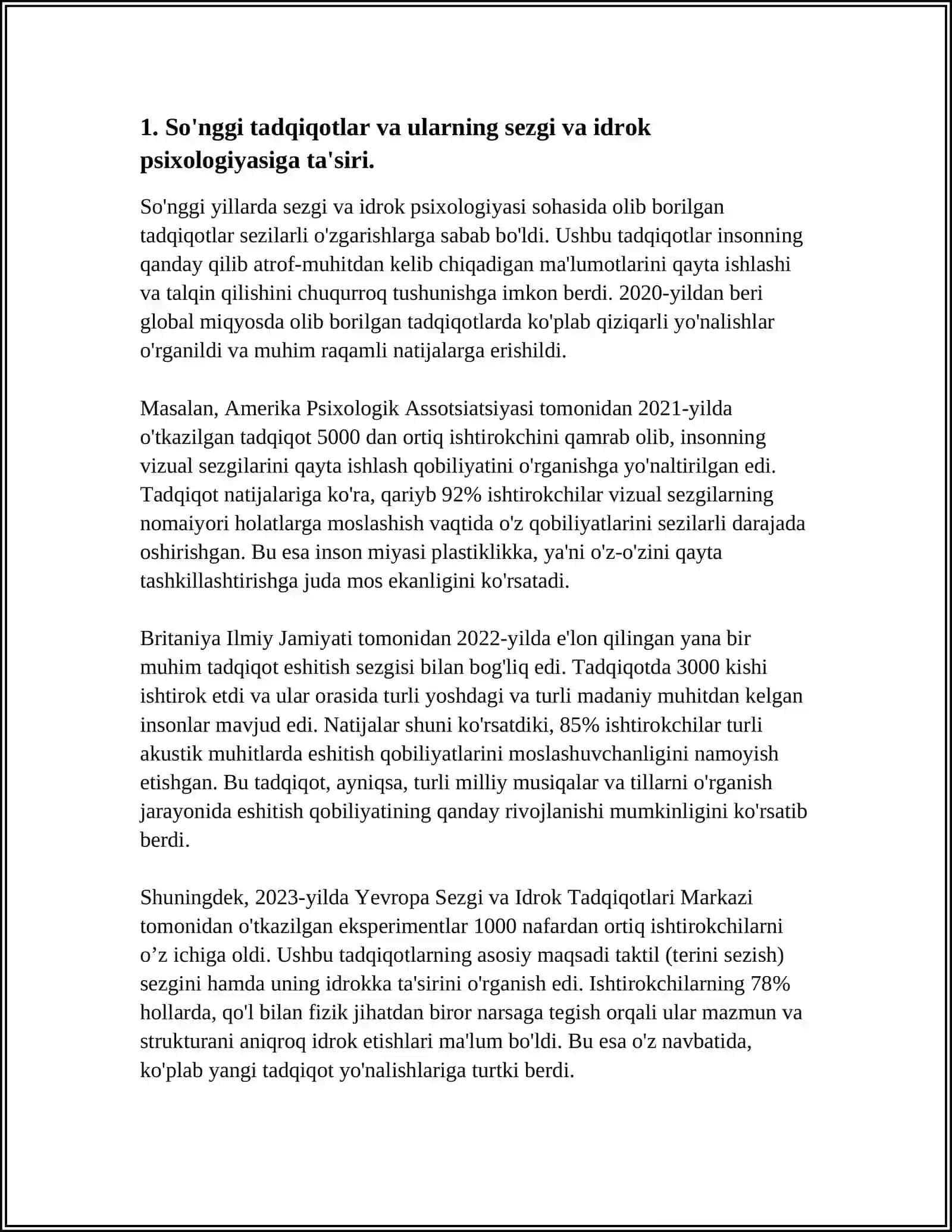 SEZGI VA IDROKNING PSIXOLOGIK MOHIYATI, FIZIOLOGIYASI 3