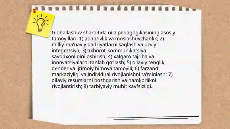 OILA PEDAGOGIKASI. GLOBALLASHUV VA UNING TARBIYAGA TA'SIRI 3