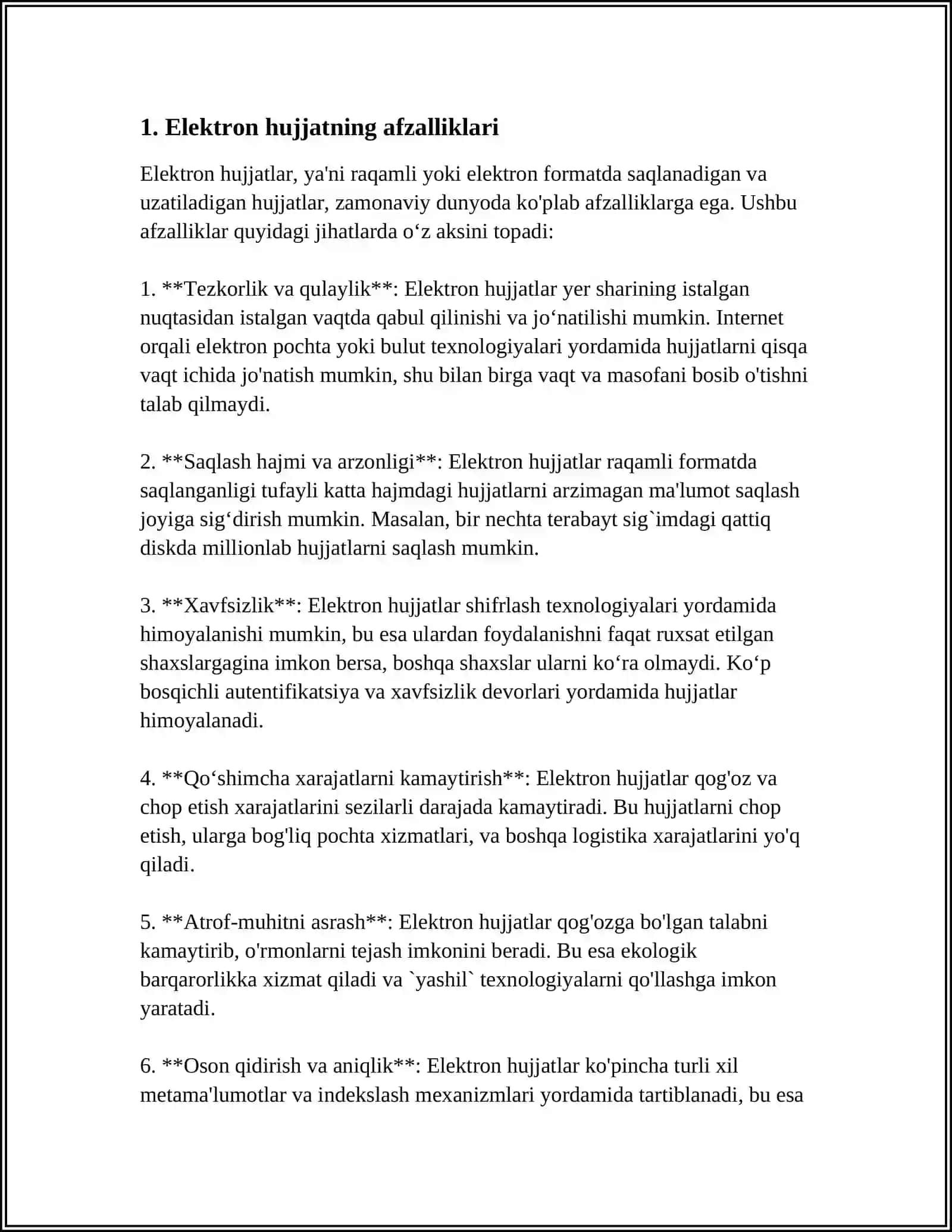 Elektron Hujjatlar va ularning afzalliklari 3