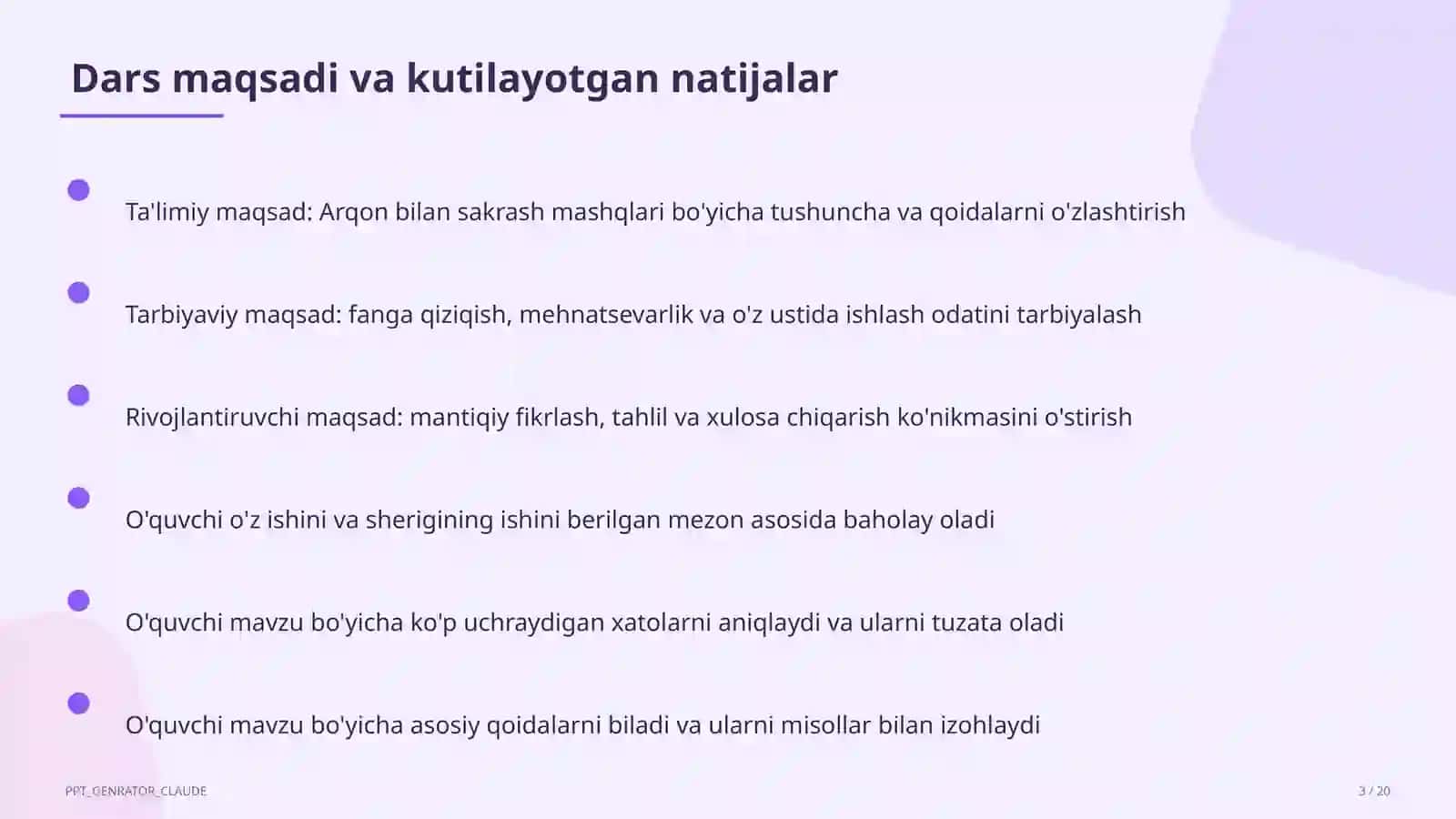 Arqon bilan sakrash mashqlari (3-sinf) 3