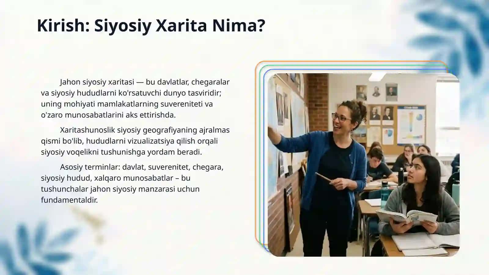 jahon siyosiy xaritasi mavzusini 10 sinf darsligi asosidagi manbaga tayangan holda ishlab ber 3