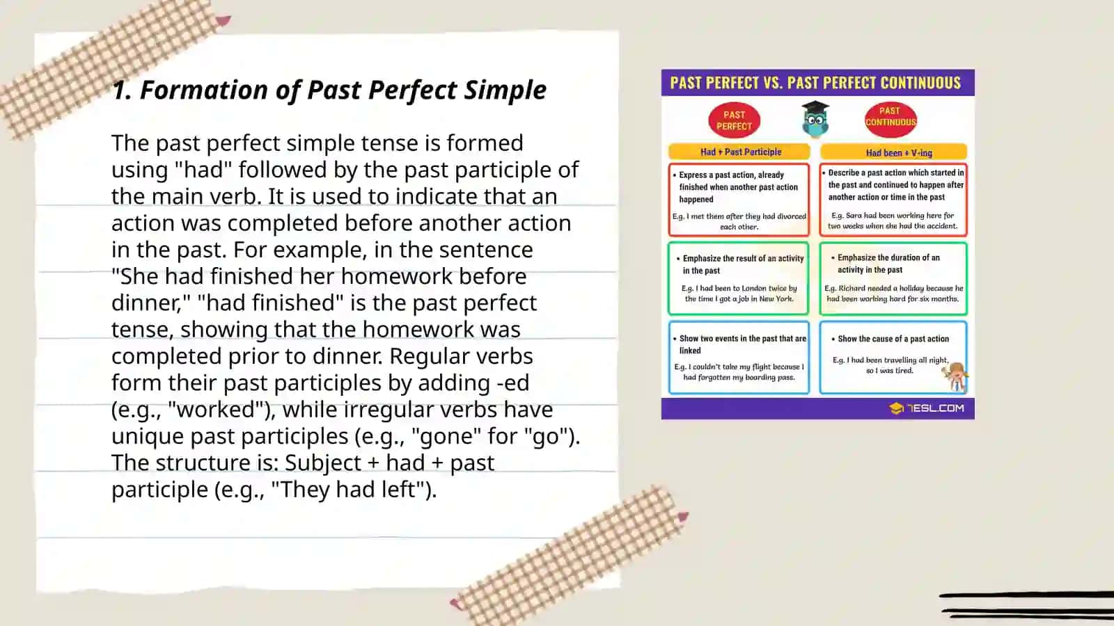 Past perfect simple and Past perfect continuous 3