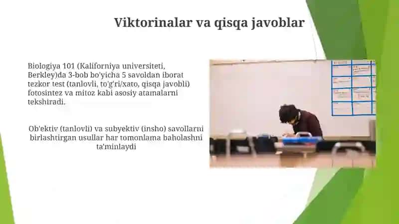 O'quvchilar bilimini,malaka va ko'nikmalarini tekshirish usullari 3