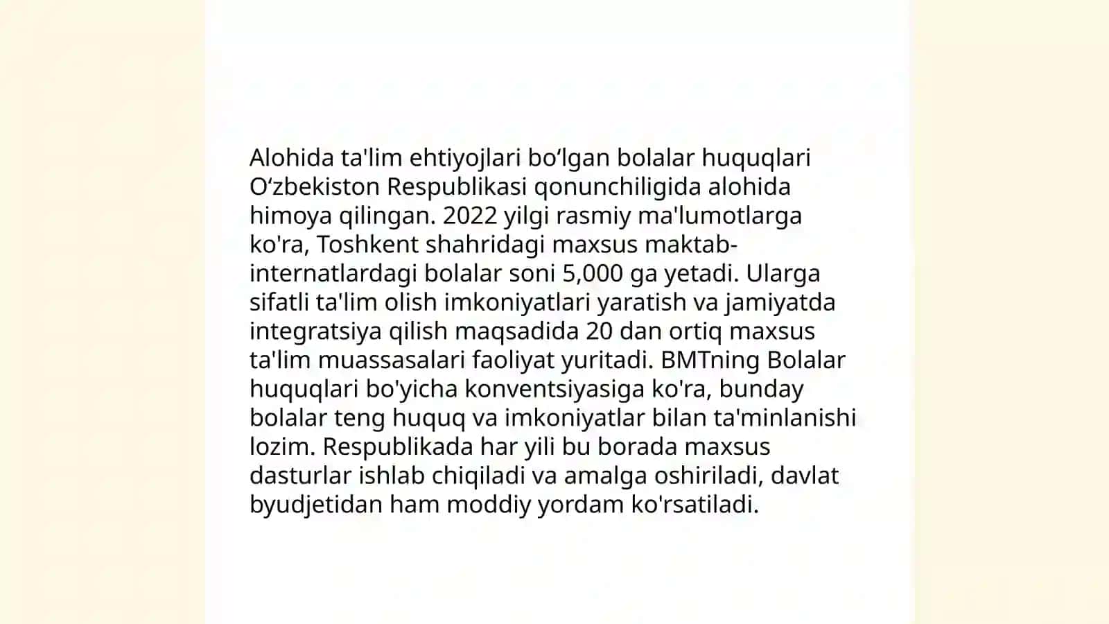 Jamoatchilik oʻrtasida alohida taʼlim ehtiyojlari boʻlgan bolalarning bilim olish huquqi, inklyuziv oʻqishning mazmun-mohiyati haqida tushuntirish ishlarini olib borish 3
