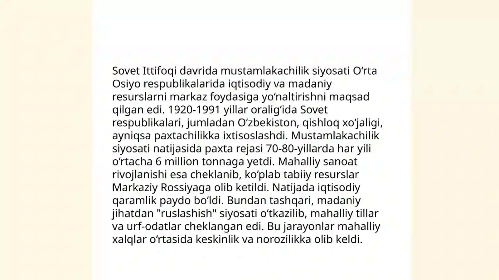 Mustamlakachilik va milliy madaniyatimiz rivojidagi yangi uygʻonish davri bosqichi. Sovet davri madaniyati 3