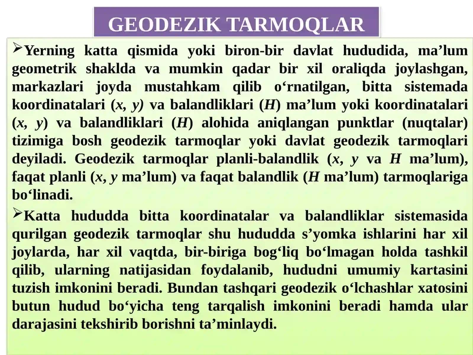Geodezik tarmoqlar 3