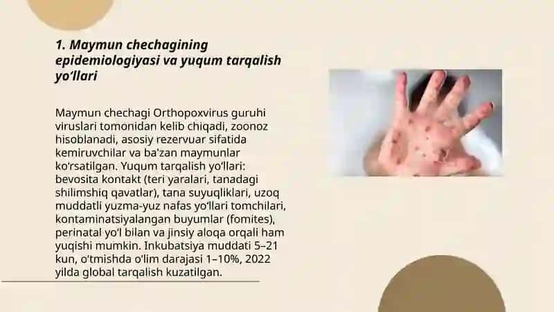 Maymun Chechagi klinik belgilari va kurash choralari 3