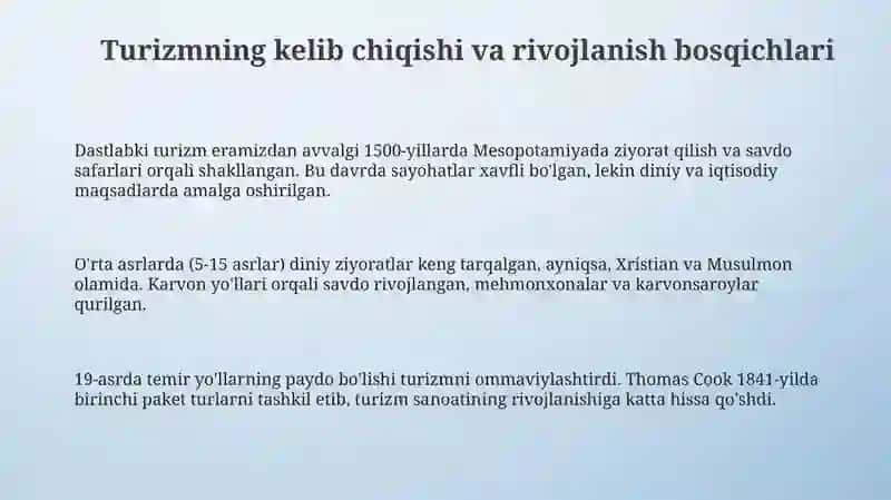 Turizmning vujudga kelishi va rivojlanishi 3