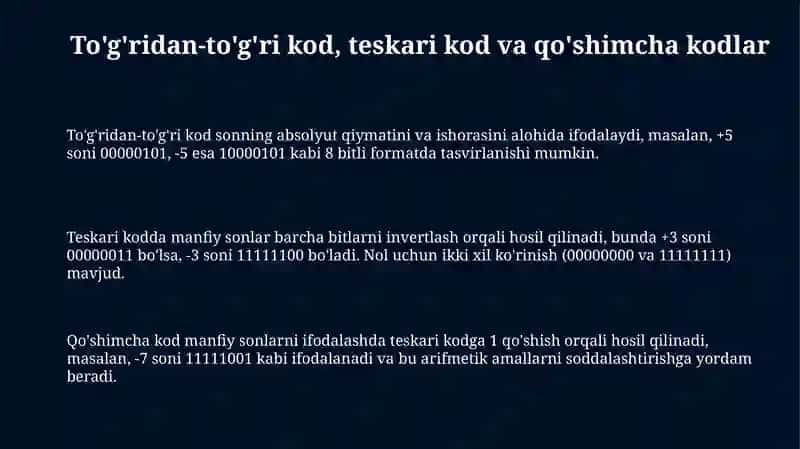 Axborotning tõğri teskari tõldiruvchi va modifikatsiyalashgan kodkar 3
