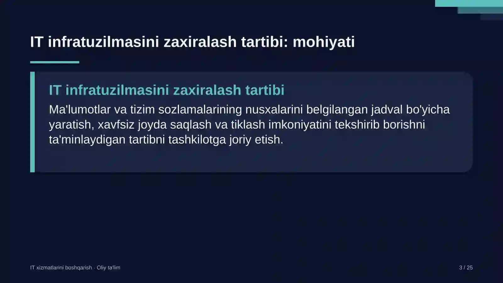 IT XIZMATLARINI BOSHQARISH · OLIY TA'LIM 3