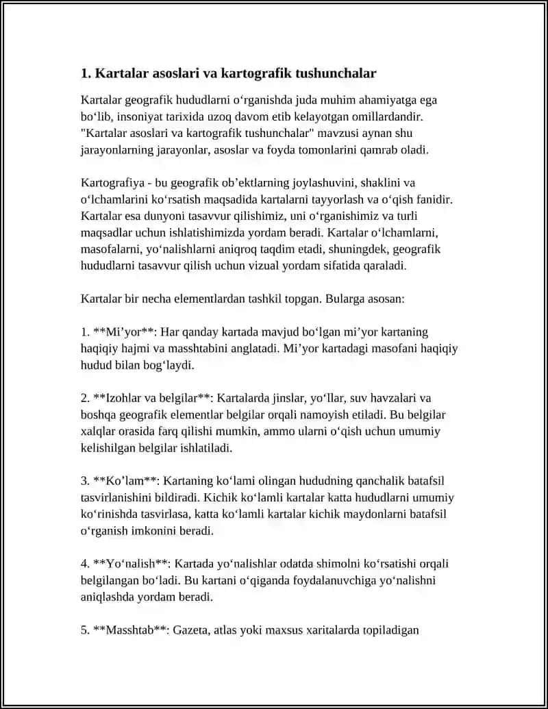 KARTALAR BOʻYICHA HUDUDLARNI GEOGRAFIK OʻRGANISH 3