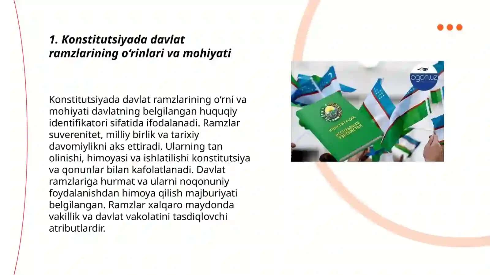 Konstitutsiyada davlat ramzlarining o‘rinlari va mohiyati 3