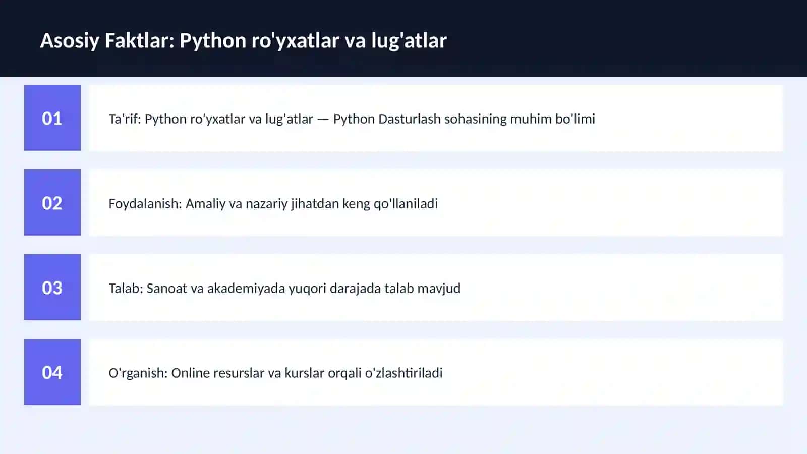 Python ro'yxatlar va lug'atlar 3