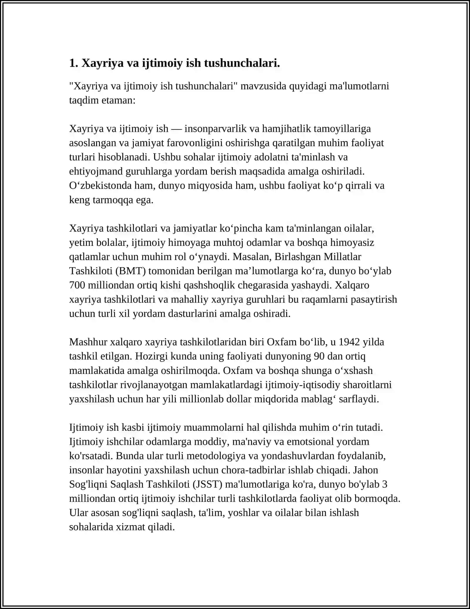 Xayriya va ijtimoiy ish tushunchalari 3