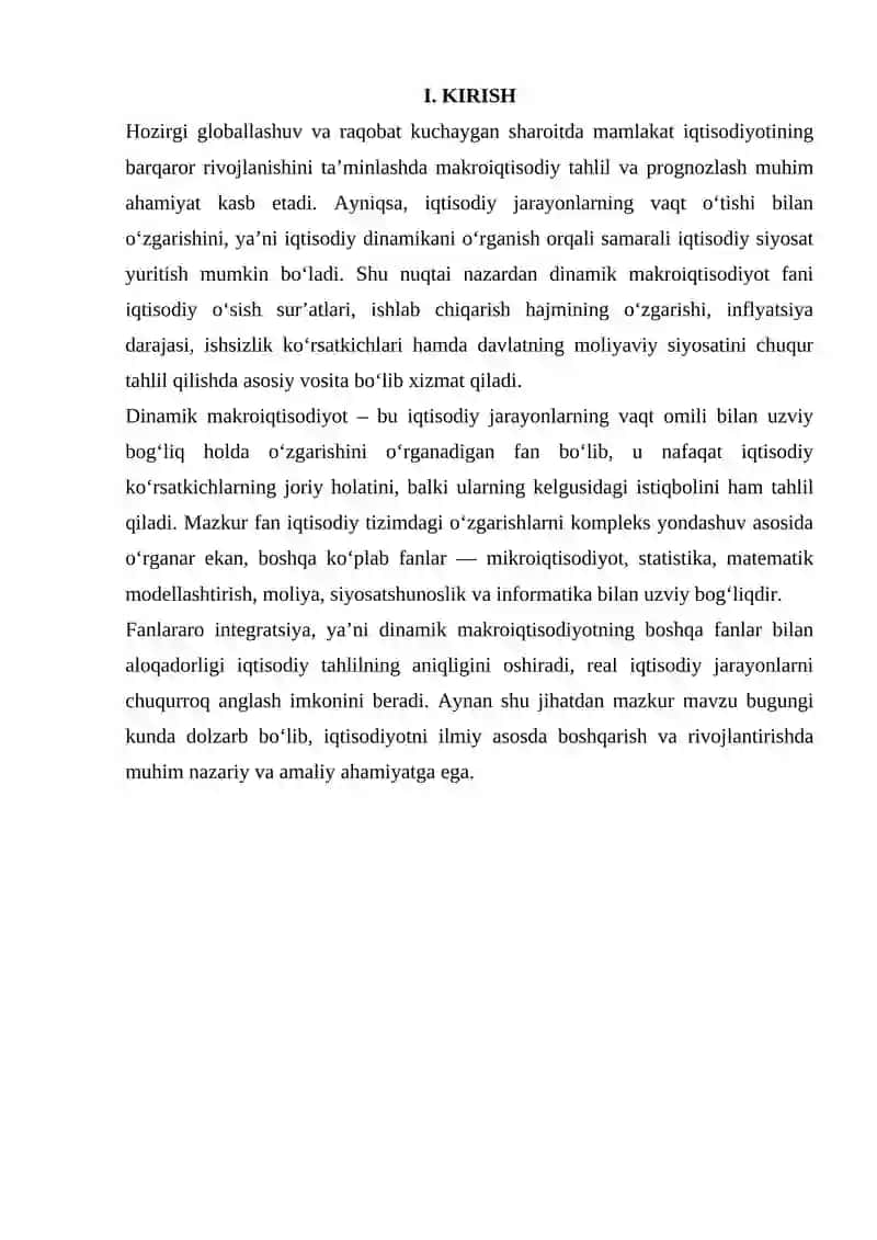 Dinamik makroiqtisodiyot fanining boshqa fanlar bilan bog'liqlik jihati 3
