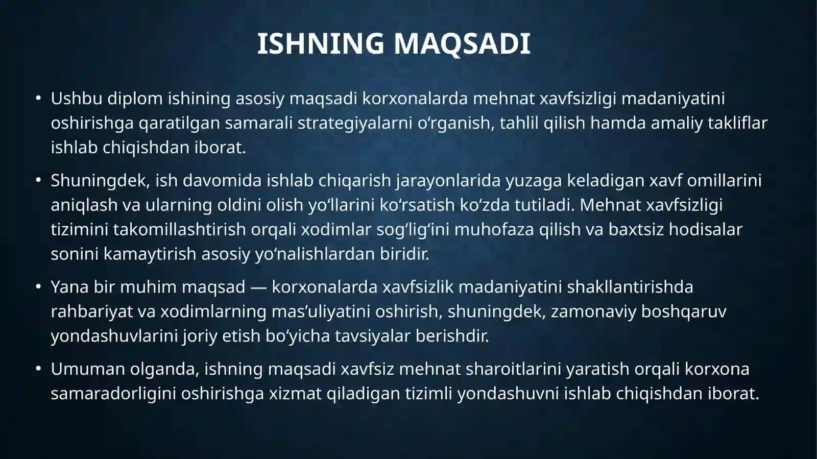 Korxonalarda mehnat xavfsizligi madaniyatini oshirish strategiyasi 3
