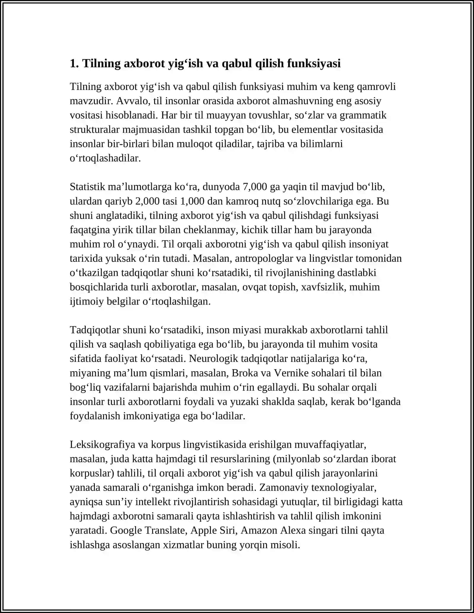 Tilning axborotini toplash va uzatish funktsiyalari 3