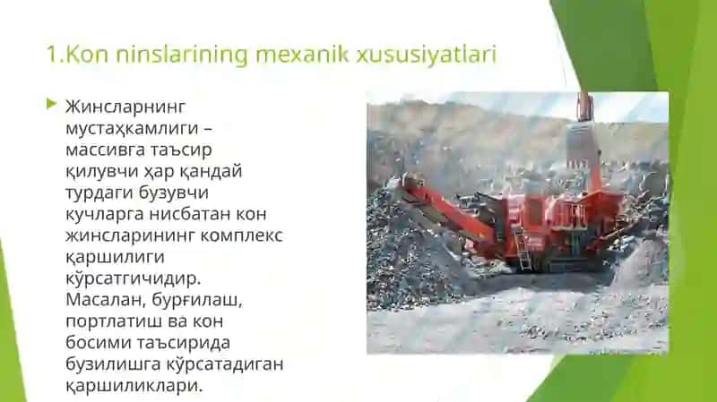 Kon jinslaring fizik mexanik hususiyatlari 3